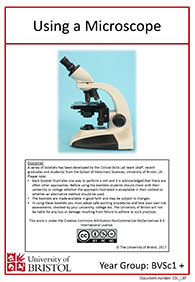 Clinical skills instruction booklet cover page, Using a Microscope